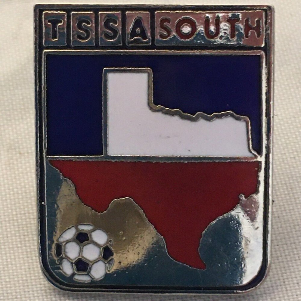 TSSA South TEXAS SOCCER Lapel Pin Red White Blue Silver